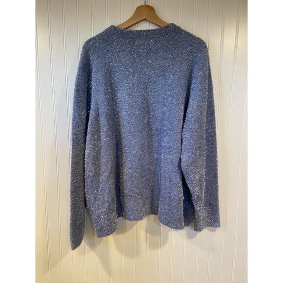 OLD NAVY SWEATER WOMEN'S SZ 4XL EYELASH SHINE ROUND NECK LONG SLEEVE PERIWINKLE - Picture 6 of 6